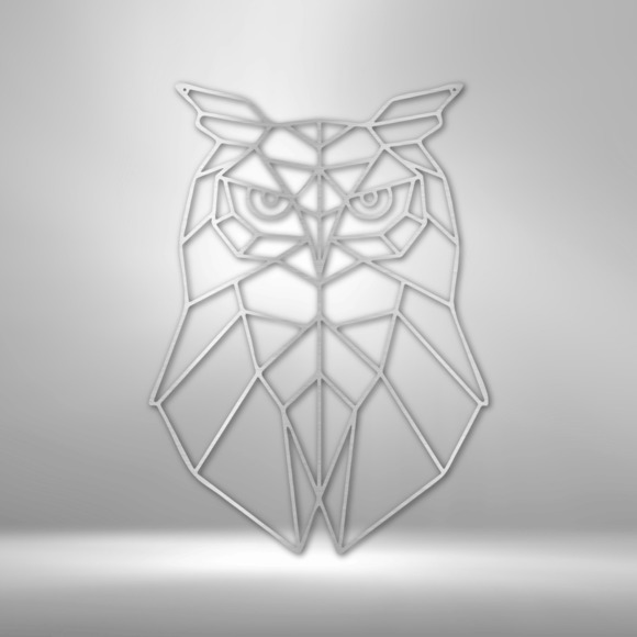 Geometric Owl Steel Sign Laser Cut Powder Coated Home & Office Metal Wall Decor